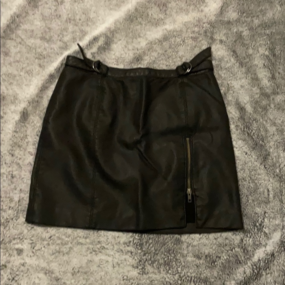 Black free people leather skirt